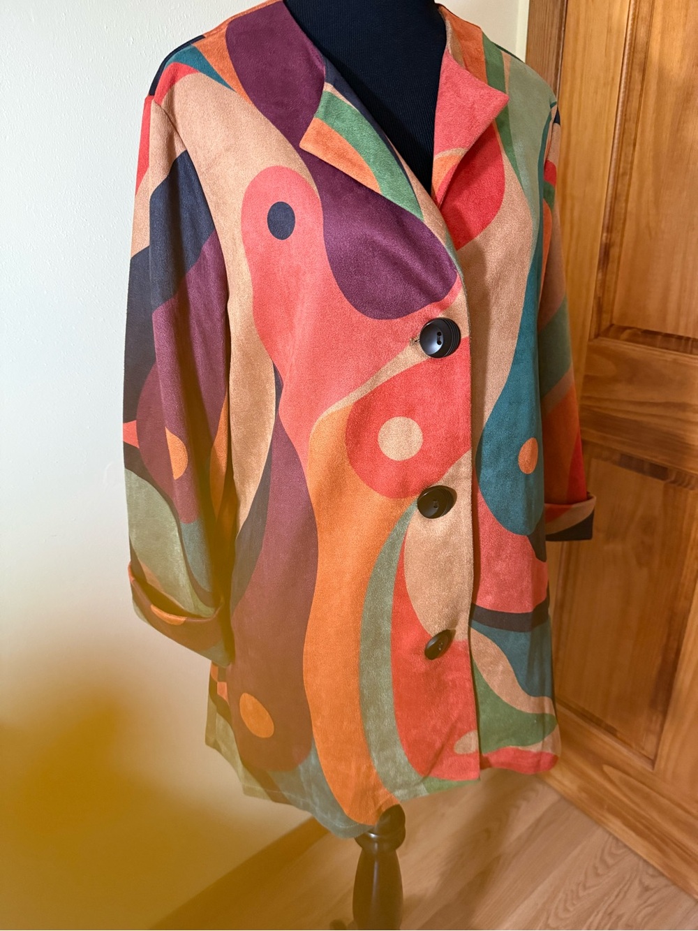 Radzoli orange and black suede-look jacket with tag